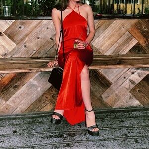 Zara satin halter gown